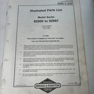 Briggs & Stratton Engine Models 82900 to 82997 Illustrated Parts Catalog List - Picture 1 of 2