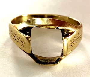 Antico anello da uomo OB Ostby Barton elegante inciso oro massiccio 10 carati misura 9 - Foto 1 di 18