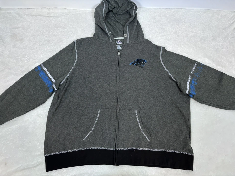Carolina Panthers Jacket Ladies 2X 3X Gray Full Zip Hooded NFL Sweatshirt Womens - Image 1 of 4