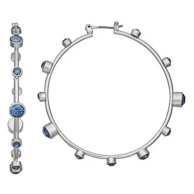 Pendientes de aro VERA WANG Rocker Chic plata azul cristal 2"**¡NUEVOS! Foto 1 de 4