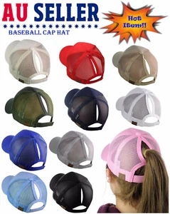 Ponycap Messy High Bun Ponytail Adjustable Mesh Trucker Baseball CC Cap Hat HOT~ - Picture 1 of 12