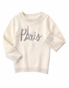 NWT Gymboree STARRY NIGHT XS 4 S 5 6 Ivory Paris Sequin Sweater Eiffel $39 White - Picture 1 of 2