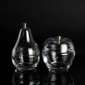 Murano Glas Dosen Paar Birne & Apfel Cenedese dekorativ durchsichtig Aufbewahrun - Picture 1 of 9