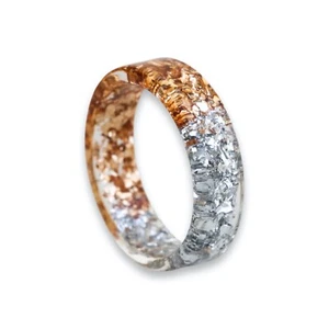 Two-Sided Resin Ring, Gold and Silver Ring, Duality Jewelry, Christmas Gift - Picture 1 of 5