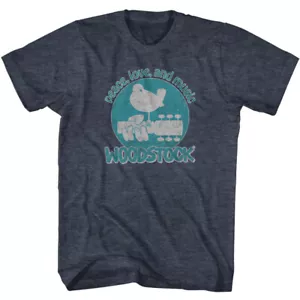 Woodstock 1969 Logo Peace Love & Music Men's T Shirt Rock & Soul Music Merch - Picture 1 of 5