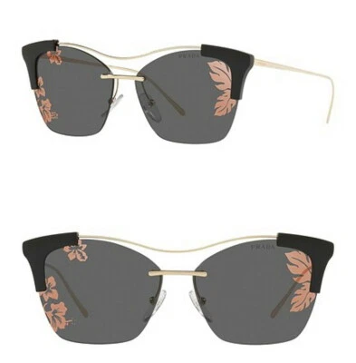 Gafas de sol Prada Hibisco negras + doradas $430 flores espejo gafas de sol florales nuevas con etiquetas Foto 1 de 4