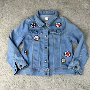 Disney Jacket Girls Size 7/8 Denim Minnie Mouse Patches Long Sleeve Tutu Couture - Picture 1 of 6