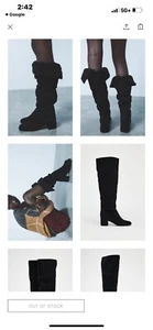 ZARA Heeled Suede Knee High Boots. Black. NEW. Sz 9&10 - Picture 1 of 12