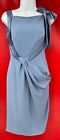 Alberta Ferretti élégante belle robe élégante mélange soie bleue chic États-Unis 4 neuf avec étiquettes