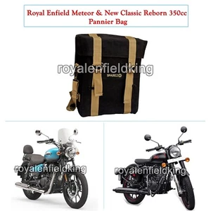 For Royal Enfield "METEOR & CLASSIC REBORN 350" Black Golden Single Pannier Bag - Picture 1 of 2