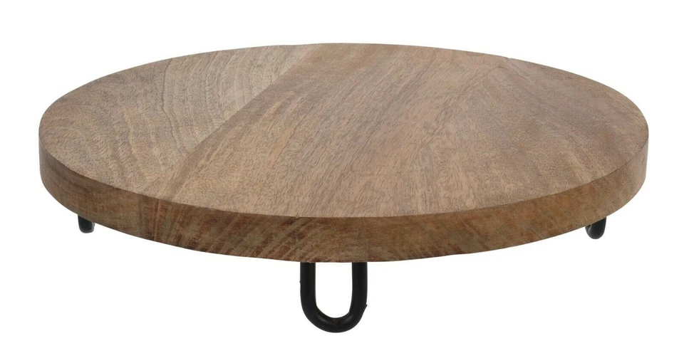 Dekobrett Holz Mangoholz Holzbrett Brett Schale Mango Teller mit Füßen Ø 30 cm - Bild 1 von 1