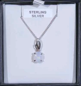 Solid White Opal Pendant , Oval, Set in Sterling Silver 925, Australian Opal - Picture 1 of 7