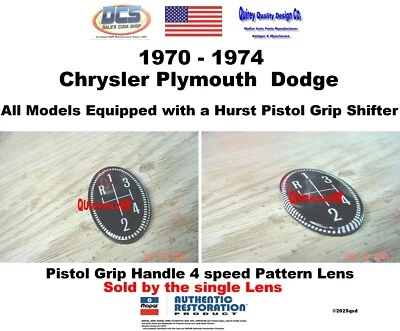 1970 1974 Chrysler Plymouth Dodge ALL Pistol Grip Shifter Lens New MoPar USA - Image 1 of 2