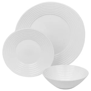 12/24pc White Opal Vienna Glass Dinner Set Plates Soup Bowls Dinnerware for 4 8 - Picture 1 of 11