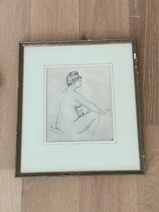 Vintage Renoir Print Bather Drying Nude Framed and Matted - Picture 1 of 8