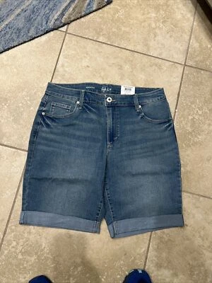 Style&co. Women’s Size 12 Blue Mid-Rise Cuffed Bermuda Jean Shorts New Bin2 - Image 1 of 4