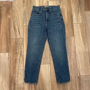 Madewell Womens Classic Straight Jeans Blue Cotton Blend Medium Wash Denim 24 - Picture 1 of 5