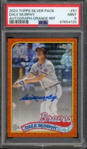 2024 Topps Chrome Silver Pack DALE MURPHY #51 1989 Orange Auto /25 PSA 9 Braves - Picture 1 of 2