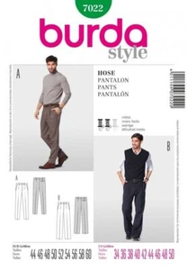 BURDA 7022 MEN'S TROUSERS Sewing Pattern Sizes 34 - 50 Skill: AVERAGE - Picture 1 of 5