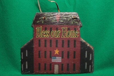 Bless Our Home Sign on Black Slate 8" x 9.5" Primitive Americana - Image 1 of 3