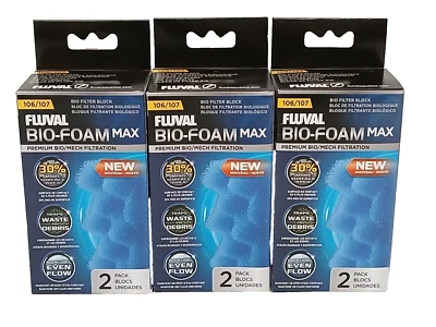 (PAQUETE DE 6) NUEVO Fluval 106/107 BioFoam MAX, medios filtrantes de acuario de repuesto (A187) Foto 1 de 4