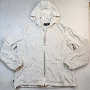 Zero Xposur Fleece Jacket Hooded L White Pockets Cinch Waist Casual Outdoor - Picture 1 of 10