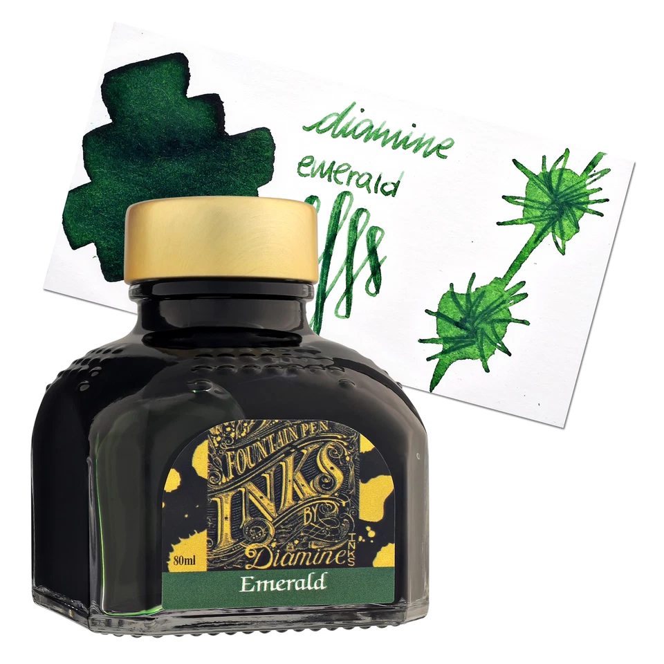 Tinta embotellada Diamine verde esmeralda para plumas estilográficas nueva 80 ml DM-7004 Foto 1 de 1