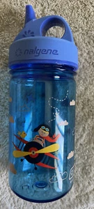 Nalgene Boys Grip-N-Gulp Blue Airplane Clouds Water Bottle Leak Proof Sippy Cup - Picture 1 of 8