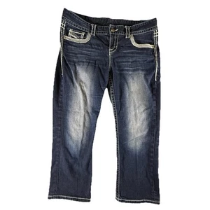 Maurice Jeans Premium Low Rise Boot Cut Thick Stitch Embellished Women 13/14 - Picture 1 of 16