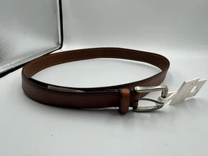 Goodfellow & Co Mens Leather Brown Custom Fit Metal Loop Belt Size L NWT - Picture 1 of 11