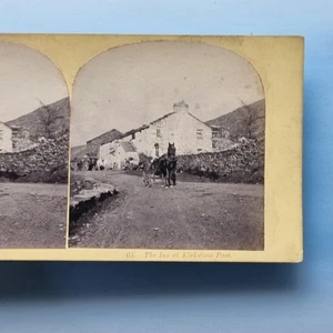 Carro de caballos Kirkstone Pass Stereoview C1870 foto real Cumbria The Inn - GARNETT - Imagen 1 de 2