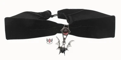 Alchemy Gothic Blackheart Choker P332 Goth Bat Pretty Velvet 2000s Heart Crystal Foto 1 de 4