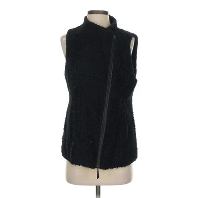 Eileen Fisher Sheared Suri Alpaca Wool Vest S Black Textured Asymmetrical Modern - Image 1 of 4