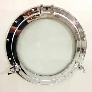 17"Porthole Chrome Finish Maritime Nautical Ship Window Wall Decorative Designer - Picture 1 of 4