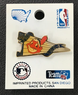 VTG 1994 Cleveland Indians Chief Wahoo Enamel Pin MLB Mascot Souvenir w/Backer! - Image 1 of 2