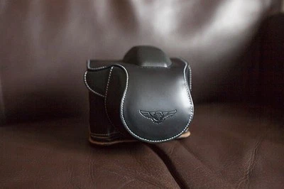 Estuche completo para cámara de cuero genuino hecho a mano para Olympus STYLUS 1 negro Foto 1 de 4