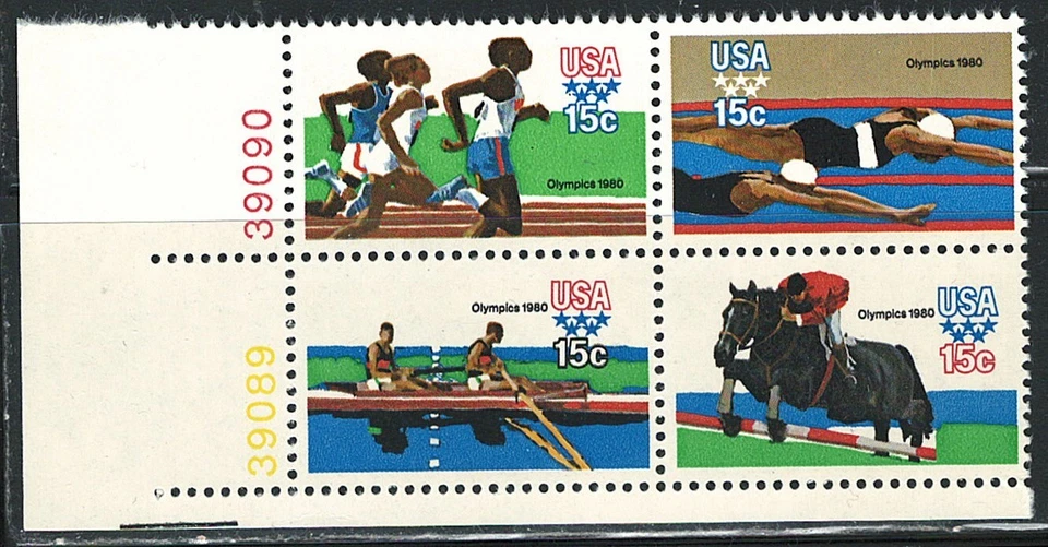 Mint US Block of 4 Summer Olympic Games Stamp With Plate#,Scott# 1791-1794 (MNH) - Image 1 of 1