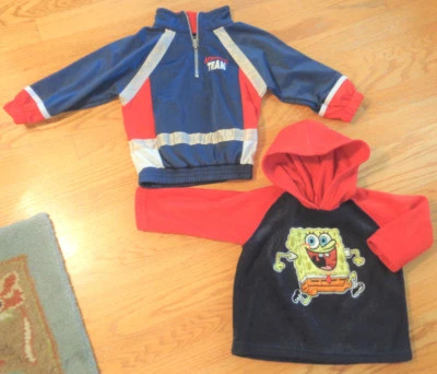 LOTE de 18 m para niños Bob Esponja Sudadera con capucha polar ~ Cremallera Cuello Pullover Rompevientos Chaqueta ligera Foto 1 de 4