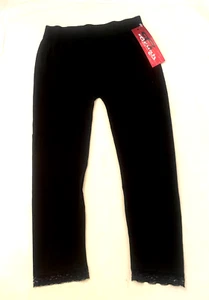 Girls Black Leggings Size (7-16) Capri Length w/Lace and Stretchy Elastic -New - Picture 1 of 7
