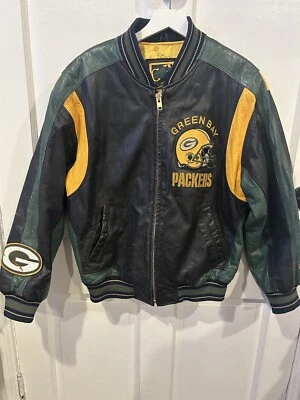 Carl Banks G-III G3 Green Bay Packers Logo Leather Bomber Jacket Coat Men’s Sz S - Image 1 of 4