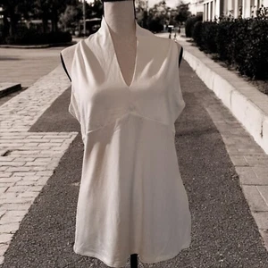 White House Black Market Halter V Neck Top White Sz L Y2k - Picture 1 of 7