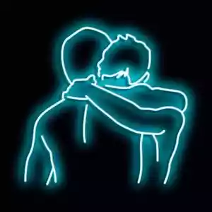 LED NEON GAY MÄNNER WANDBEHANG BILD ZWEI MÄNNER UMARMEN GAY QUEER BILD LGBTQ+ - Bild 1 von 5