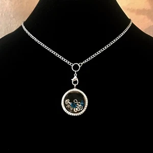 Floating Locket Necklace Round Rhinestones for Floating Charms - Picture 1 of 2