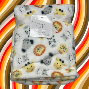 NEW Elephant Hippo Giraffe Lion Zebra Faces Plush Baby Blanket Toddler Elements - Picture 1 of 7