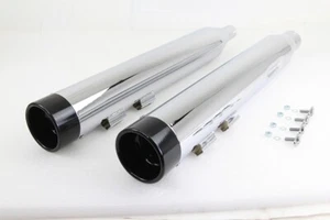 Wyatt Gatling Slip-On Mufflers Chrome w/ Black Stub Tip Harley Touring M8 17-Up - Picture 1 of 3