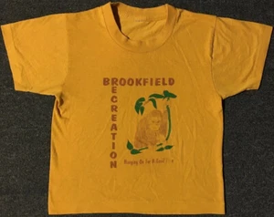 Vtg 90s Kids Brookfield Faded PE Shirt L USA Monkey Animal Funny School Track 80 - Picture 1 of 11