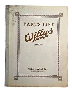 Willys Knight modelo 88-4 1917-1919 manual de lista de piezas originales de fábrica Foto 1 de 4