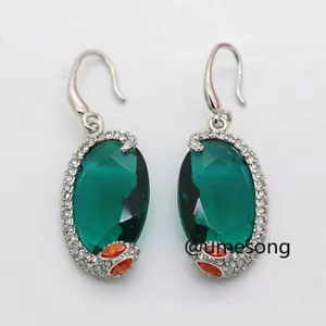 Juicy Couture VTG Pavé Snake Stud Earrings With Green CZ Stone Rhinestones - Picture 1 of 6