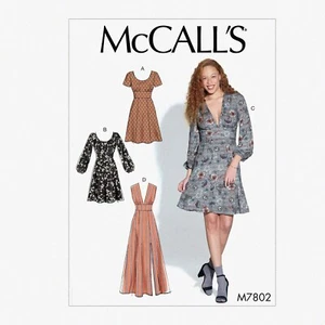 ChicStitch Women's V-Neck Dress Patterns - Sleeveless & 3/4 Sleeve, Sizes 6-14, - Picture 1 of 7