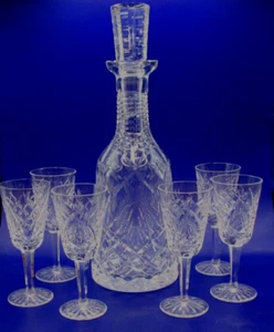 Waterford Crystal SHANNON JUBILEE Decanter w/ 6 Sherry Glasses, Nice! - Picture 1 of 8